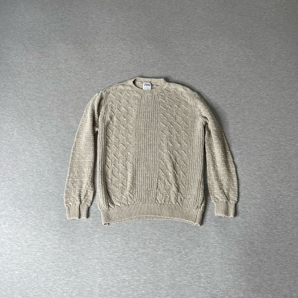 ZARA Women’s Cable Knit Pullover Crewneck Sweater - Picture 1 of 7